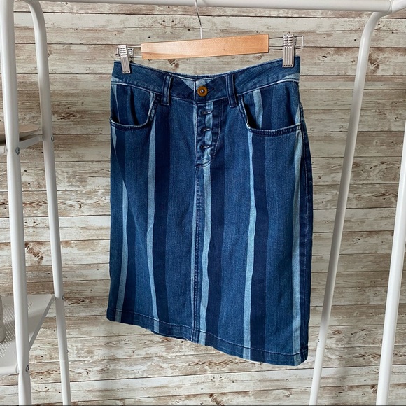 Maeve by Anthro | Striped Denim Skirt | Size 0 - Picture 6 of 7